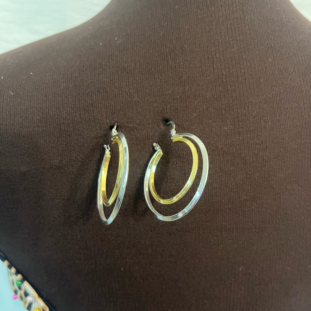 Elegant Gold and Silver Hoop Earrings